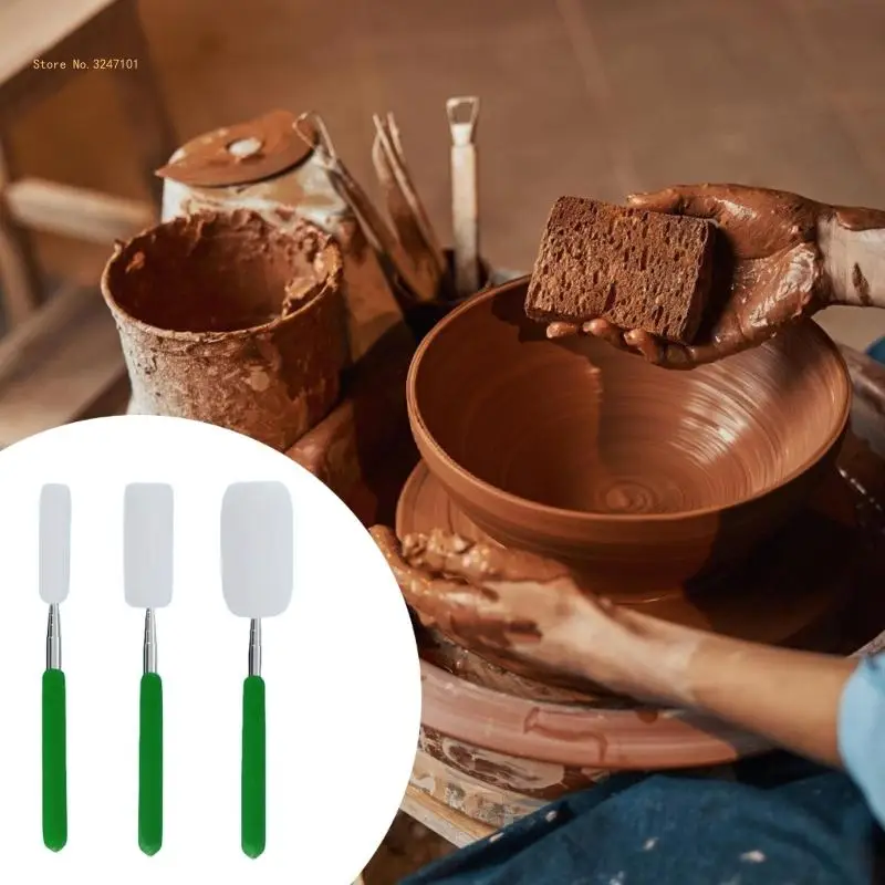 3Pcs Professional Telescoping Sponge Sticks Extendable Clay Sponge Sticks Dropship