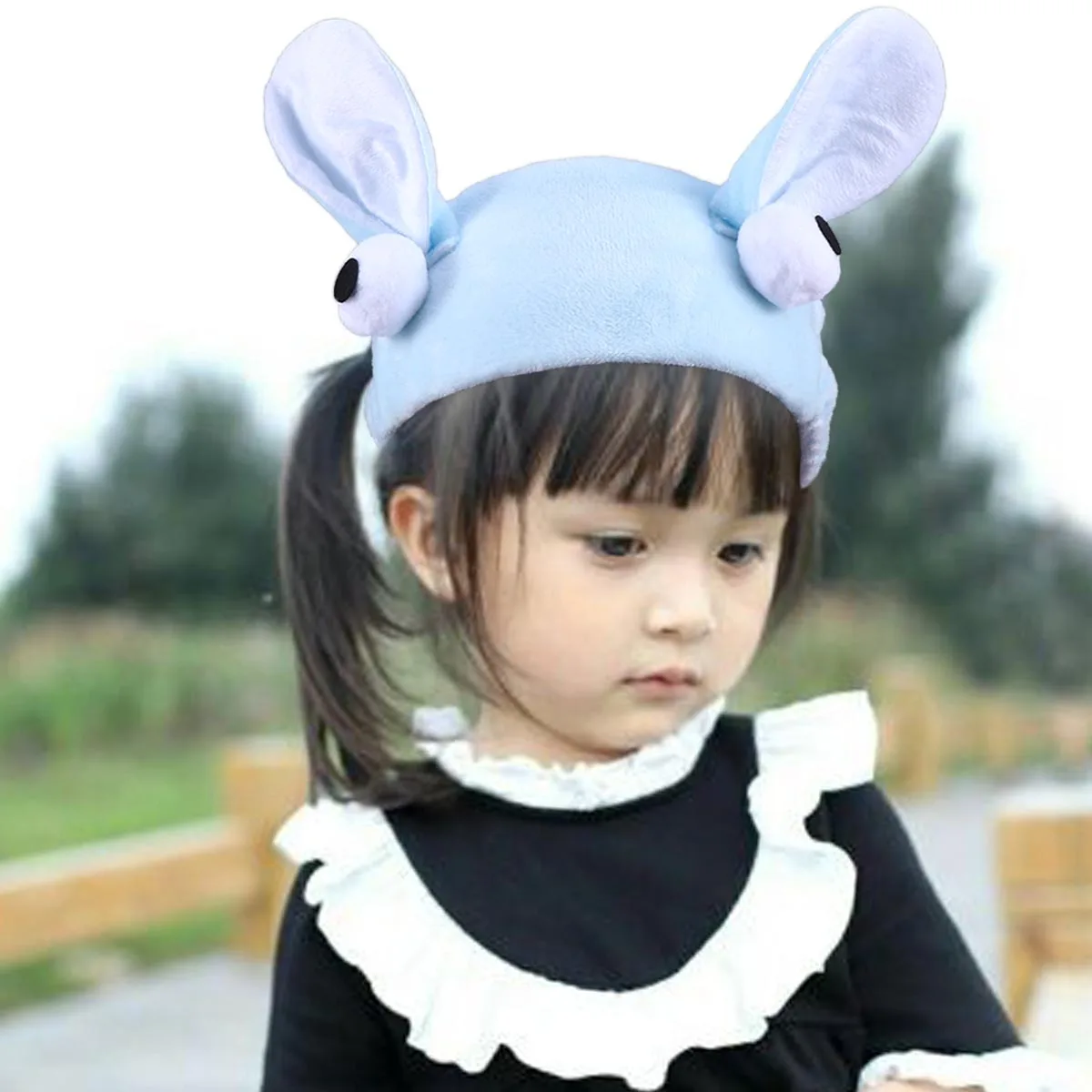 

Cute Rabbit Ears Headband Elastic Hair Band Sky Blue Cartoon Ear Women Face Washing Makeup Spa Sports Sweat Absorbing Fits Most