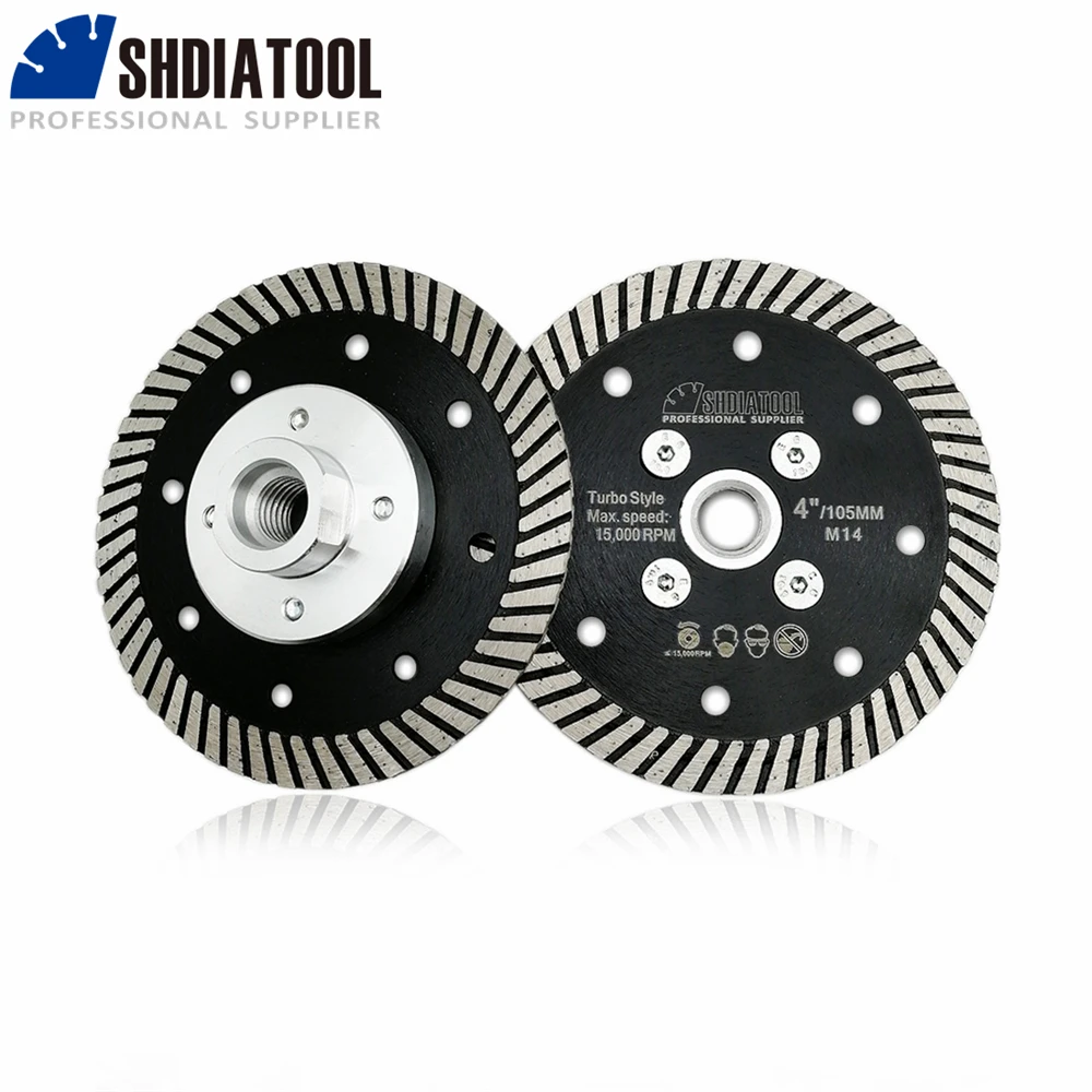 shdiatool-2-個-m14-フランジ径-105-ミリメートル-4-インチダイヤモンドホットプレス狭いターボブレード切断ディスク花崗岩大理石コンクリート鋸刃