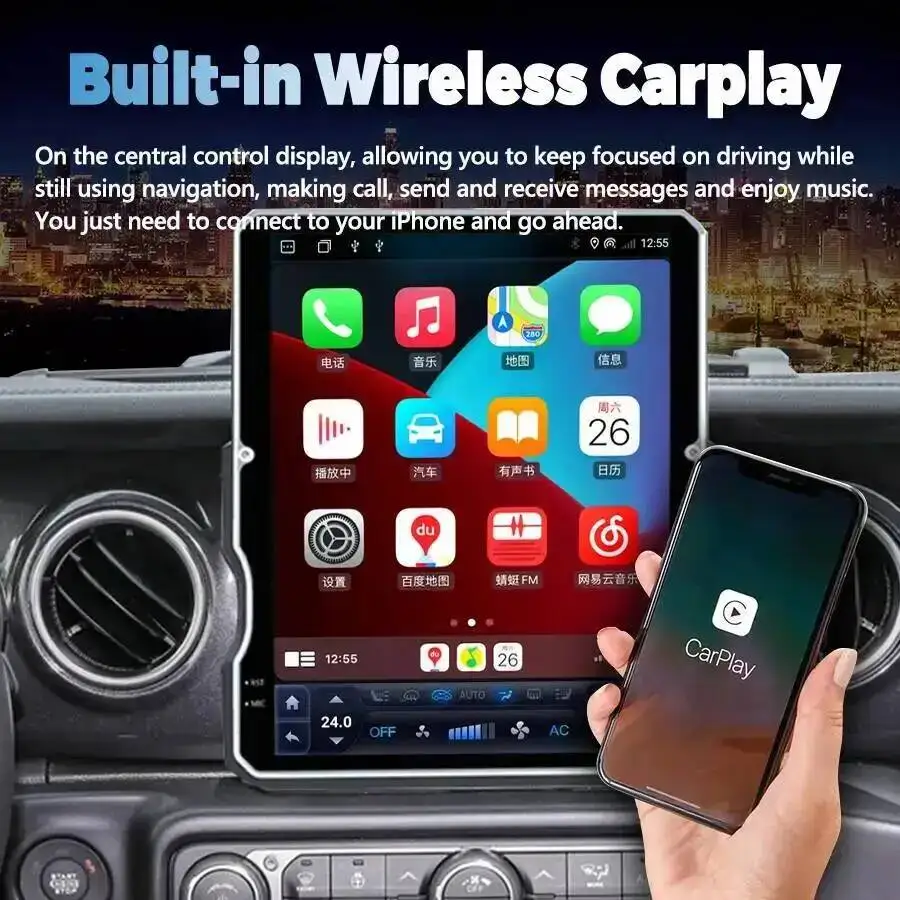 Android Screen Navigation 12.1inch For Jeep Wrangler JL Gladiator Pickups JT 2018-2023 Multimedia Player Stereo Car GPS 4G WiFi