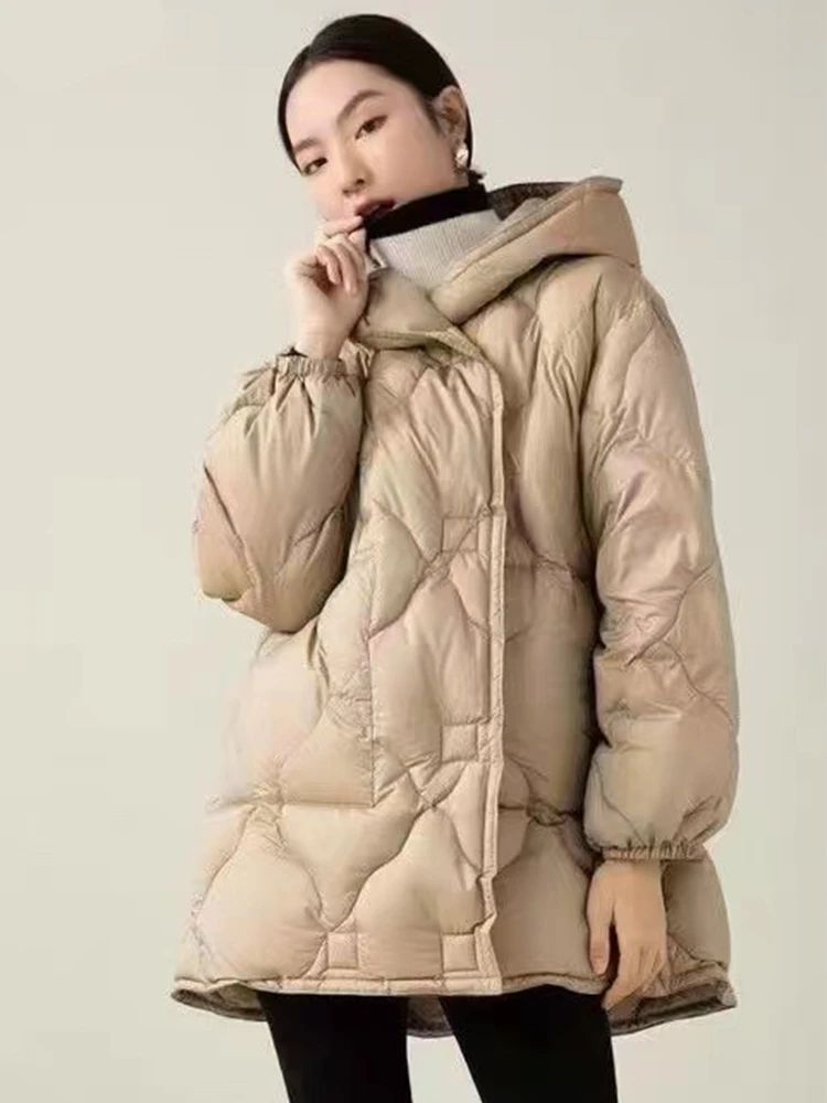 

Winter 90% White Duck Down Coat Women Fashion Parkas Women Elegant New Solid Puffer Jacket Female Outwear