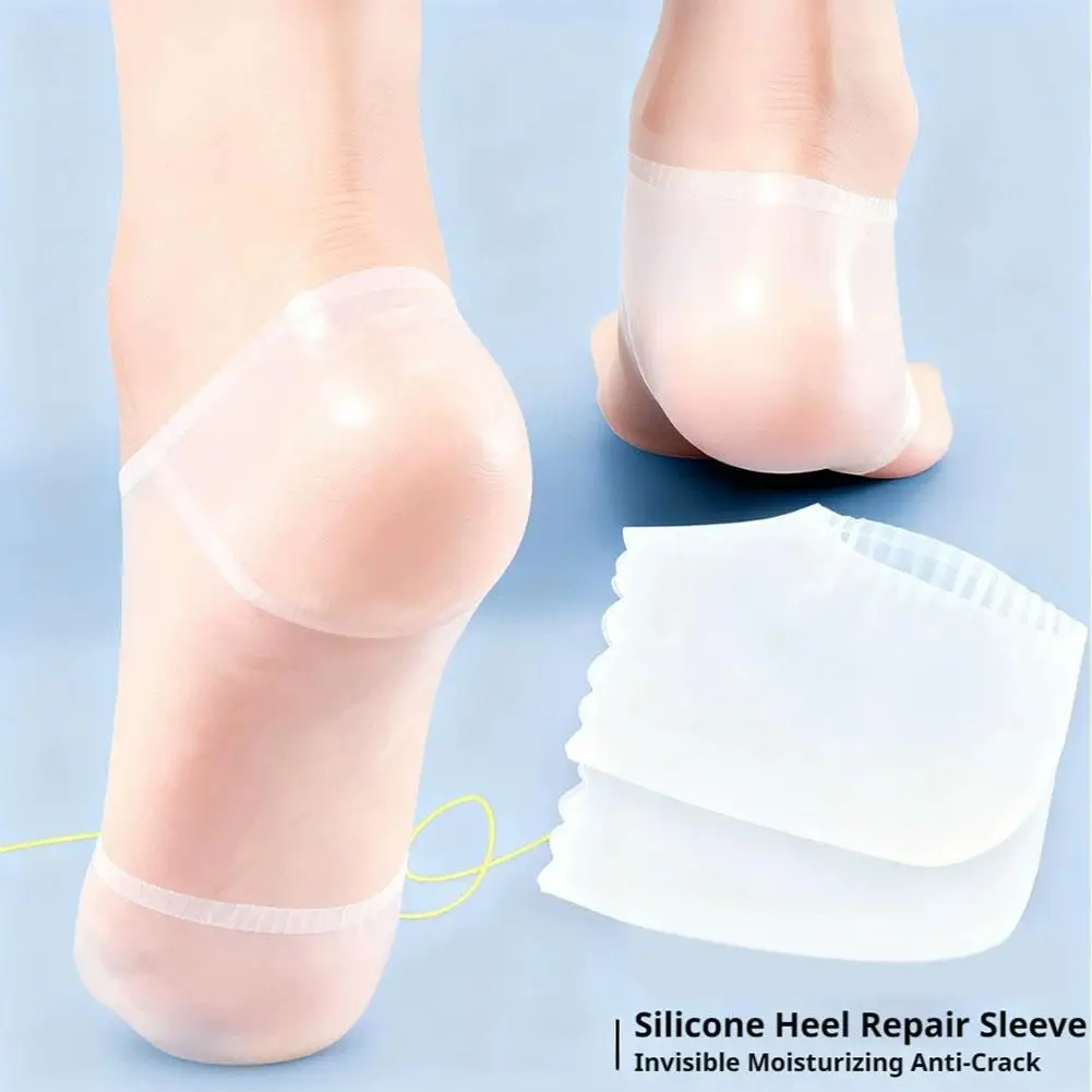 1Pair Ultra Thin Silicone Heel Protector Cracked Dry Heel Cover Anti-Crack Heel Socks Women Men Foot Care Sleeve Insoles Cushion