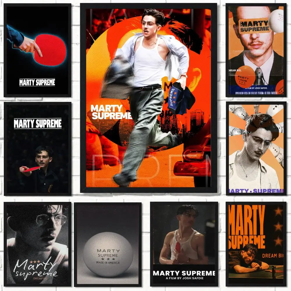 classic movie M-Marty Supreme-E Poster Self Adhesive Wall Decor for Modern Home Cafe Office and Bar