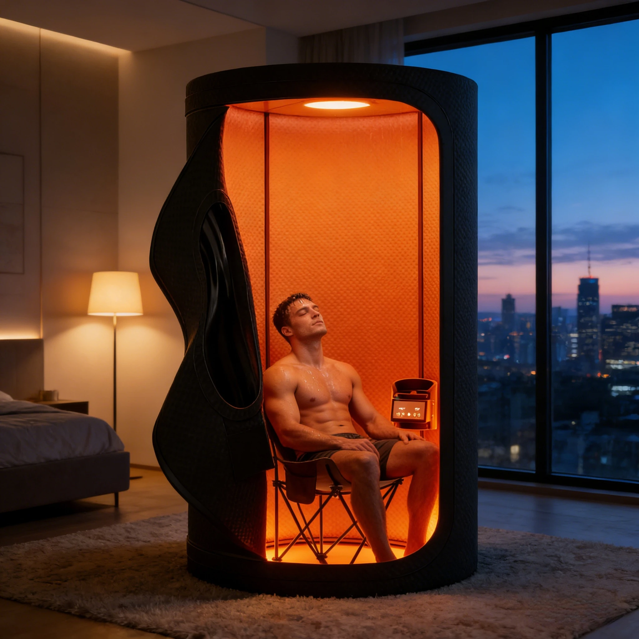 Electric Hot Air Dry Sauna Pod 100% Organic Cotton Fabric UV‑Resistant Fast Heating Up To 185°F Home Body Spa Tent