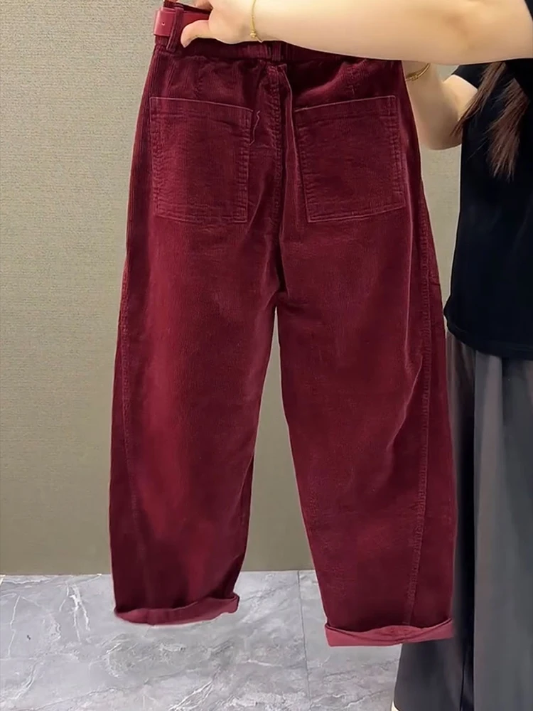 2023 Lente Nieuwe Fluwelen Werkkleding Gebogen Mes Damesbroek Casual Snoep Kleur Rechte Pijpen Broek Wijde Pijpen Moeder Broek