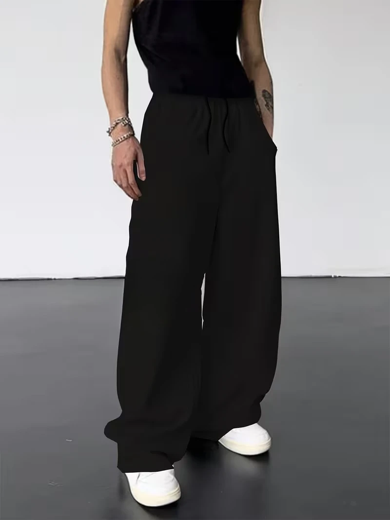 

Unisex Men Casual Athletic Wide-Leg Pants Cotton Loose Fit Autumn Winter Sports Straight Pants Trousers Joggers Regular Fit Gym