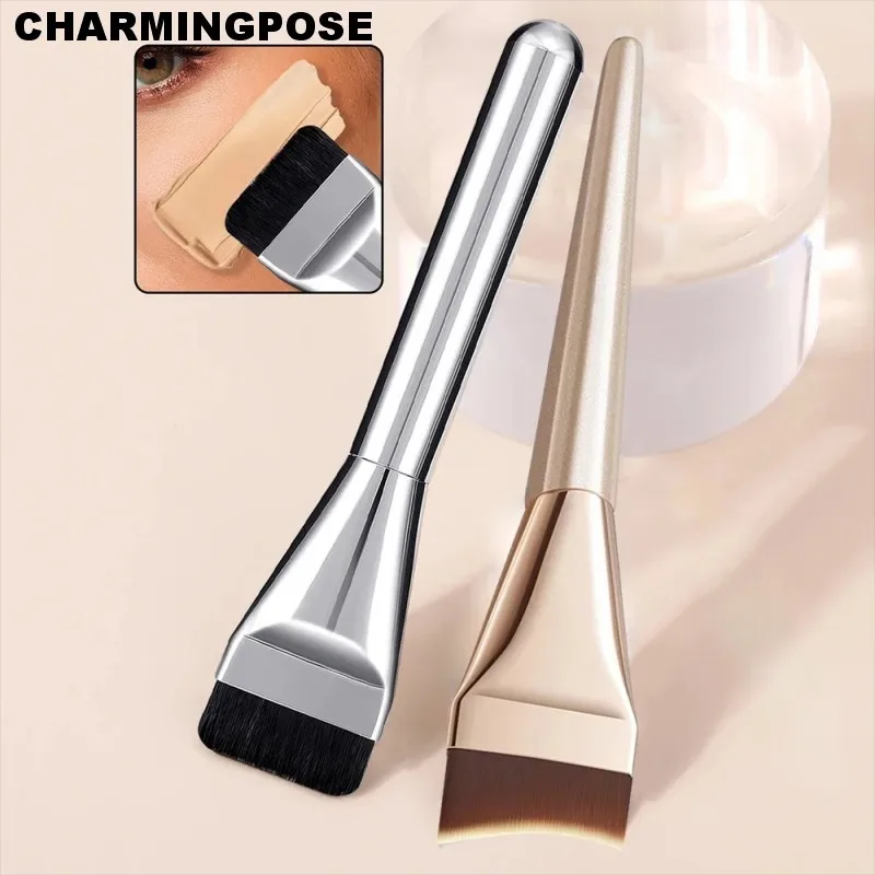 1/2PCS Ultra-Thin Foundation Brush Set One-Line Foundation Brush & Crescent Mask Brush | Professional Streak-Free Makeup Applica
