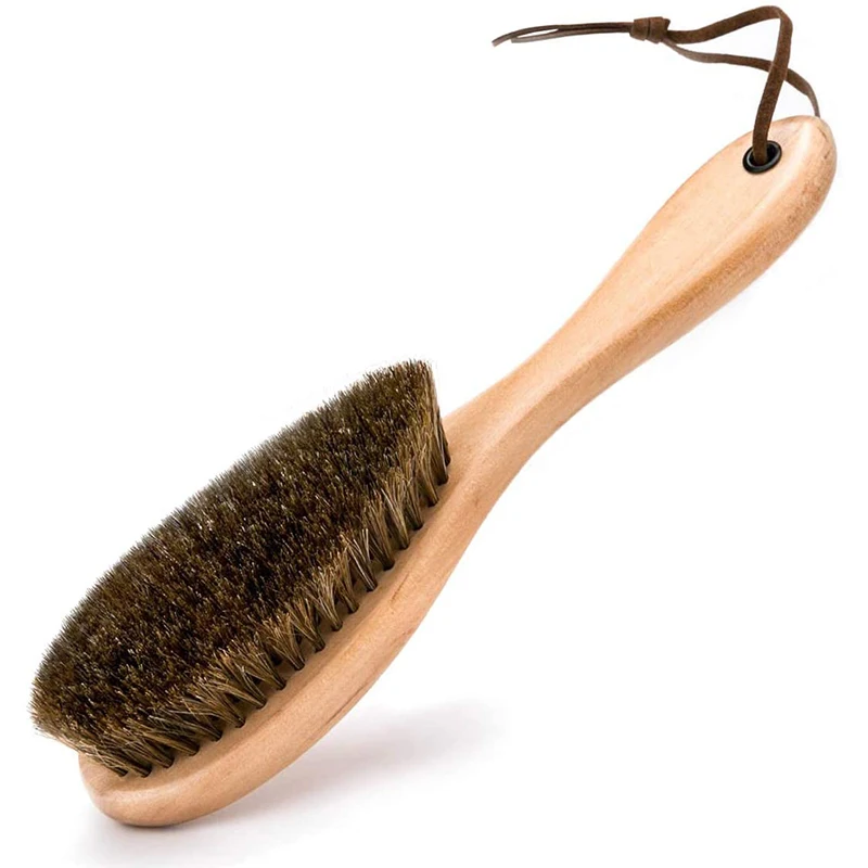 Full Horse Hair Long Handle Brush Shoe Brush Elastic Horse Hair Shoe Brush Deashing Oiling and Polishing Brush