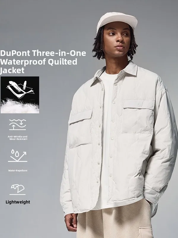 

Water-Resistant Du down Jaet Autumn Winter New Arrival 90% Filling Quilted Herringbone Pattern Stand Collar Men's Outerwear