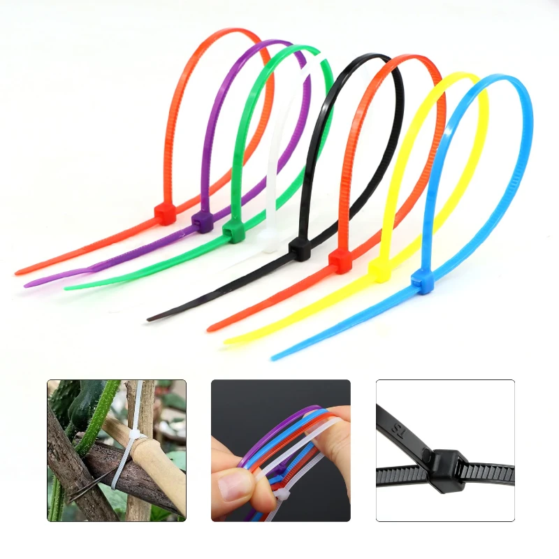 Immagine 5: Fascette per cavi in nylon autobloccanti Lunghezza 100/150/200mm Cinghie avvolgenti per legare cavi in plastica con cerniera Organizzatore di fissaggio per cavi fai da te multicolore