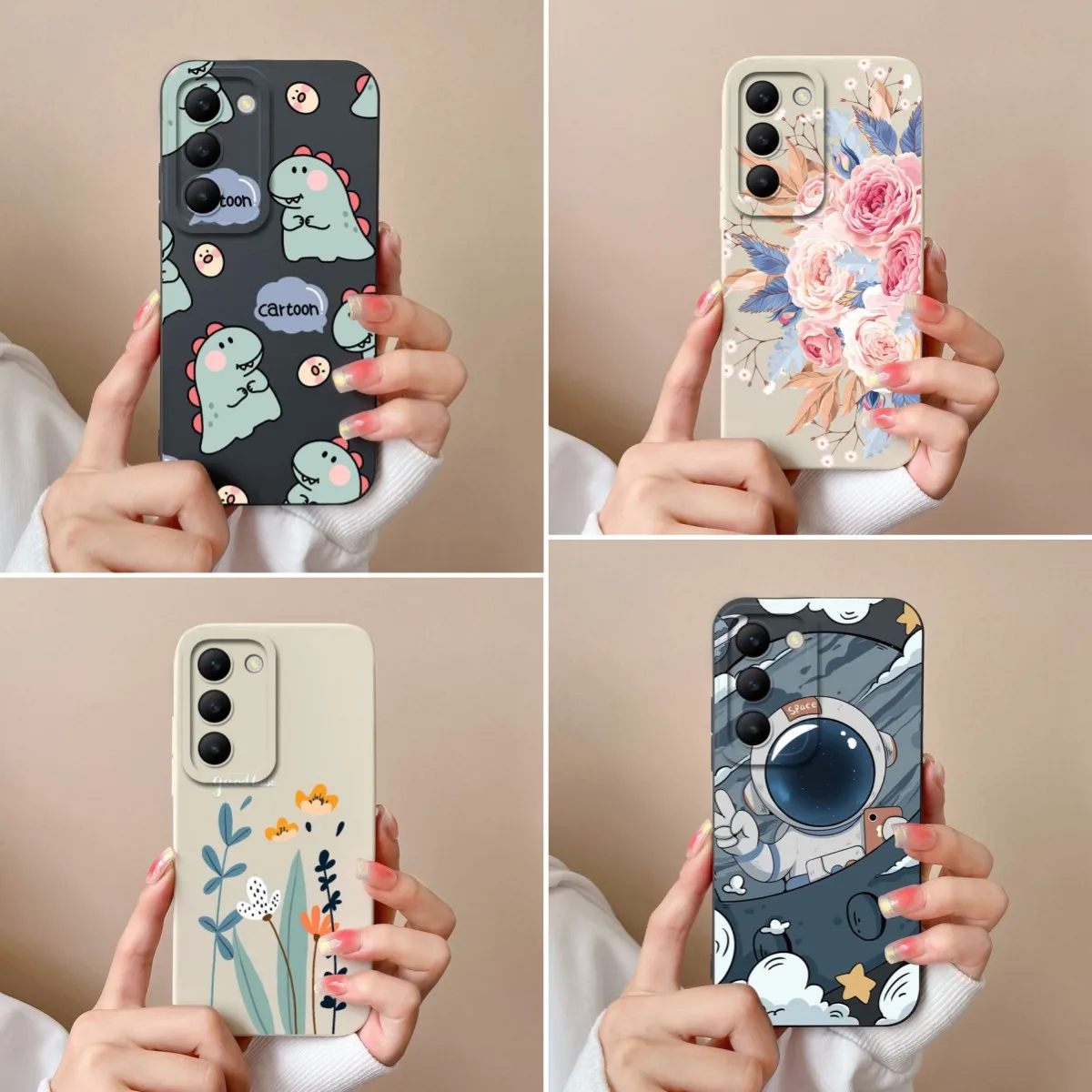 مناسبة لـ Vivo V30 Lite SE V30E حافظة ناعمة شعبية على شكل ديناصور حماية الكاميرا حماية من السيليكون لهاتف Vivo V30Lite Capa