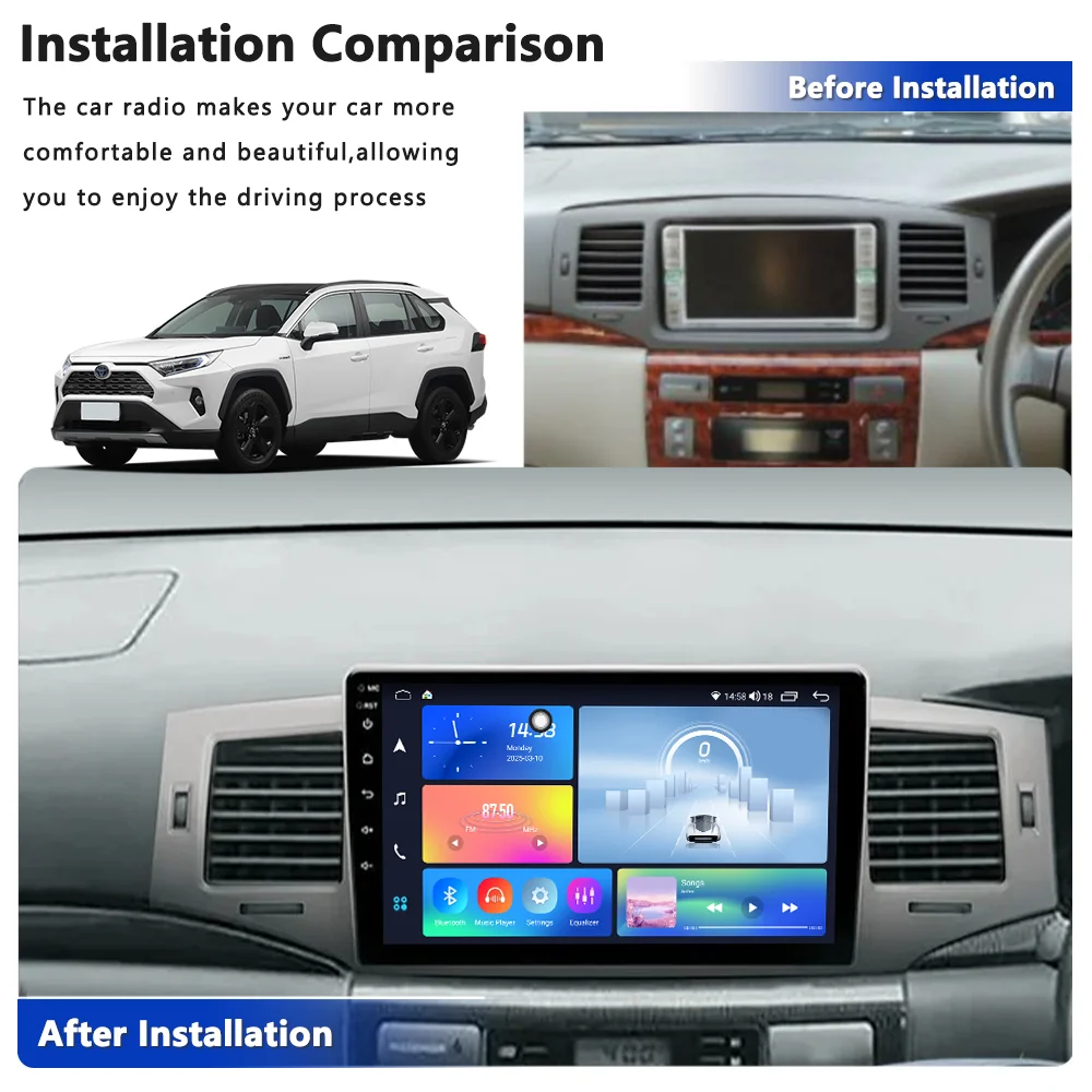 Fotografia 5: Sistema de navegação para carro baseado em GPS e Android de 9 polegadas Leitor de CD TV multimídia COROLLA EX 2002-2006
