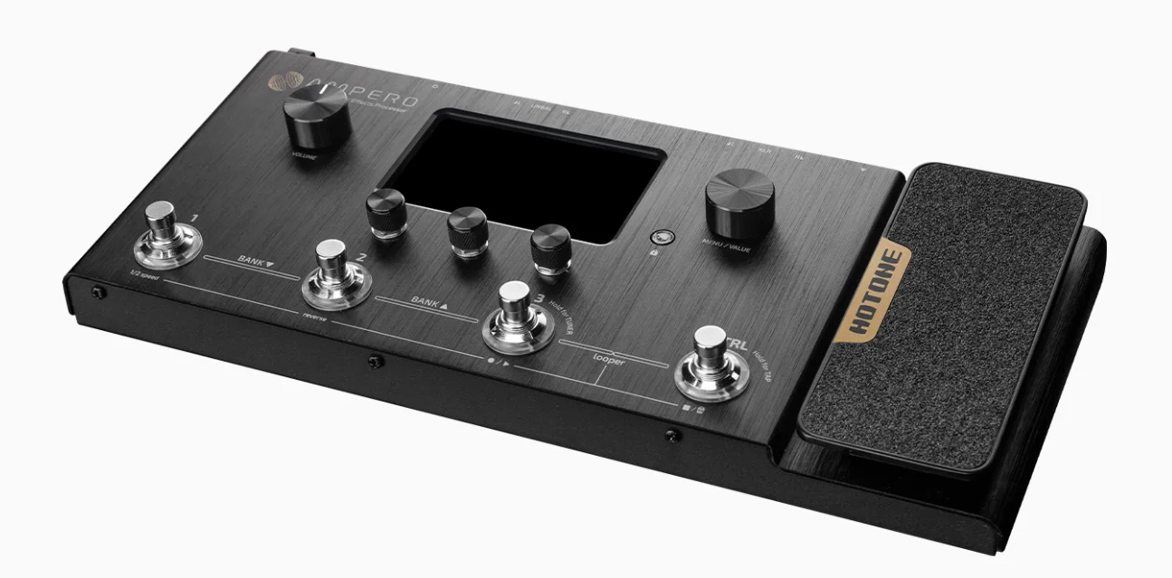 Hotone Ampero MP-100 amp modeler effects processor with a 4-inch hi-def color touch screen for realistic playing experience