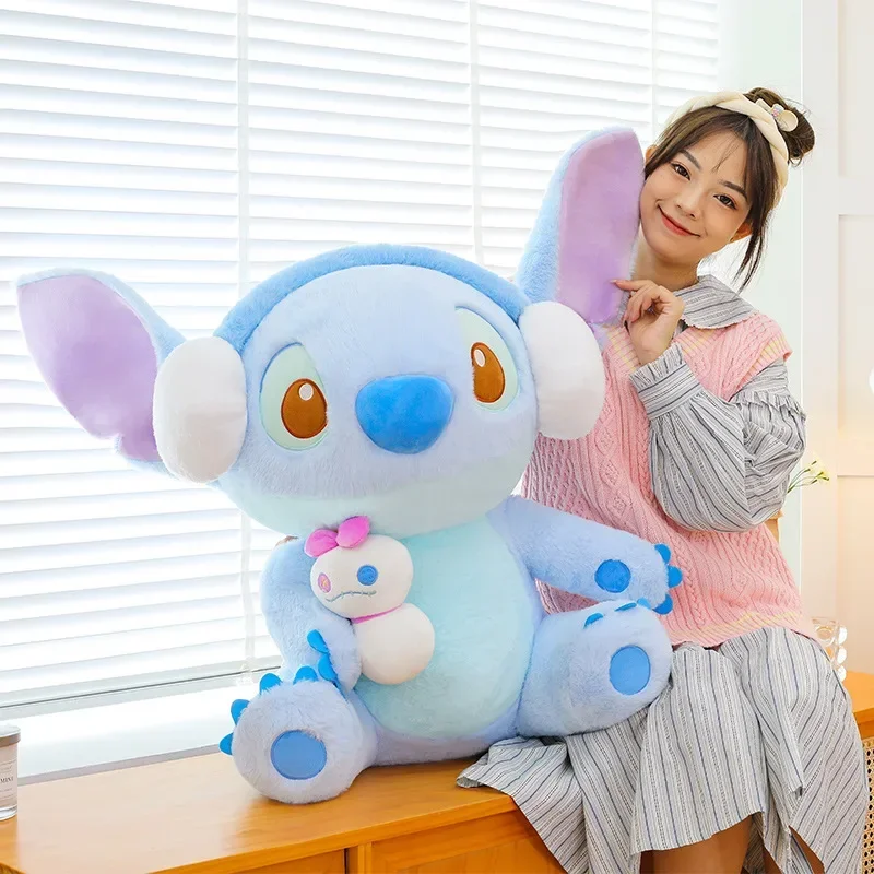 

80cm Winter Christmas Hug Scrump Stitch Oversize Plush Toy Stuffed Dolls Dsiney Cartoon Anime Soft Girl Kids Doll Birthday Gift