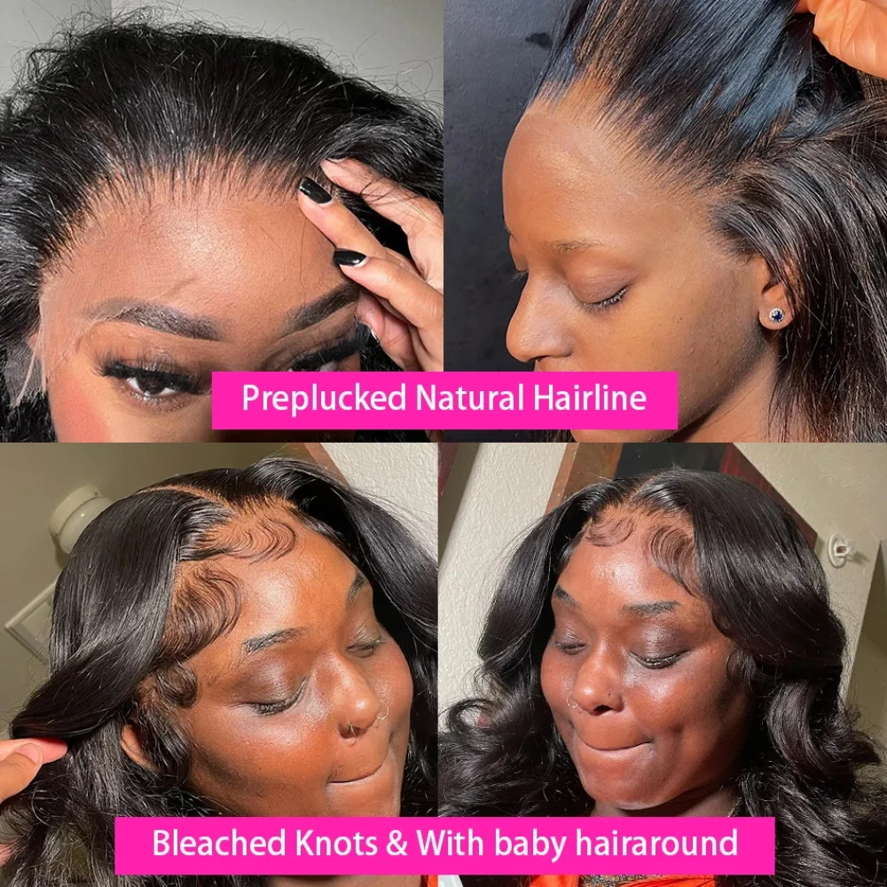 HD Transparent Body Wave Lace Front Human Hair Wigs For Black Women 13X6 Lace Frontal Glueless Wig Natural Hairline & Baby Hair