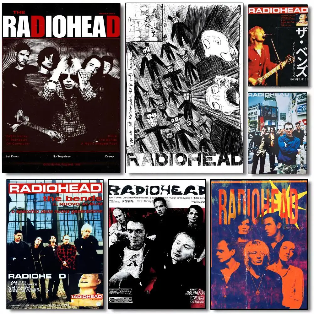 Radiohead band Poster Self-adhesive Advanced Aesthetic Printing Paper Wall Art for Living Room Home Decor