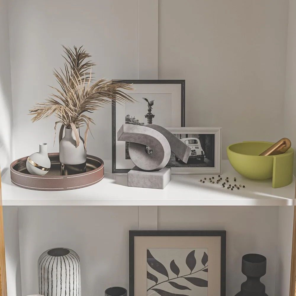 خزانة تخزين حديثة من 3 طبقات من ECACAD مع أبواب منحوتة، خزانة متعددة الأغراض مع درج ورفوف، متعددة الاستخدامات للعيش #6