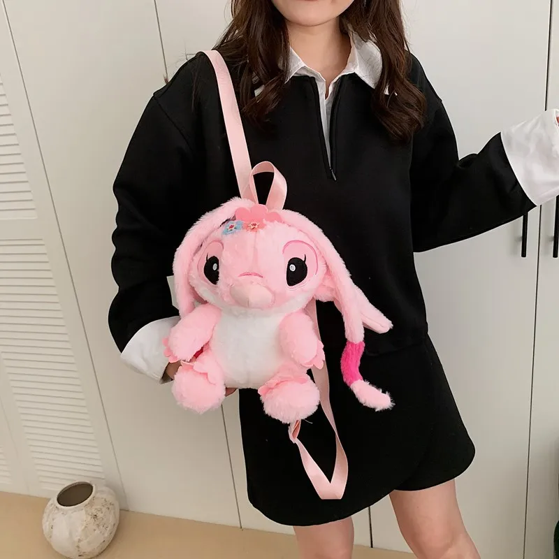 حقيبة ديزني ستيتش أنجل القطيفة، حقيبة ظهر دمية الرسوم المتحركة اللطيفة، حزام كتف قابل للتعديل، هدايا عيد الميلاد والكريسماس #6