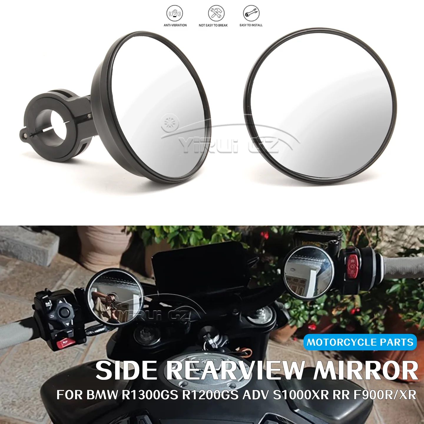 

Мотоциклетный вспомогательный ретровизор Espelho Convexo Espelhos de grande angularpara для R1300 1200GS ADV S1000XR R F900R/XR