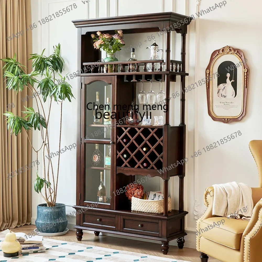 D178 YY American solid wood room cabinet double-sided living room partition entrance decorative wine cabinet