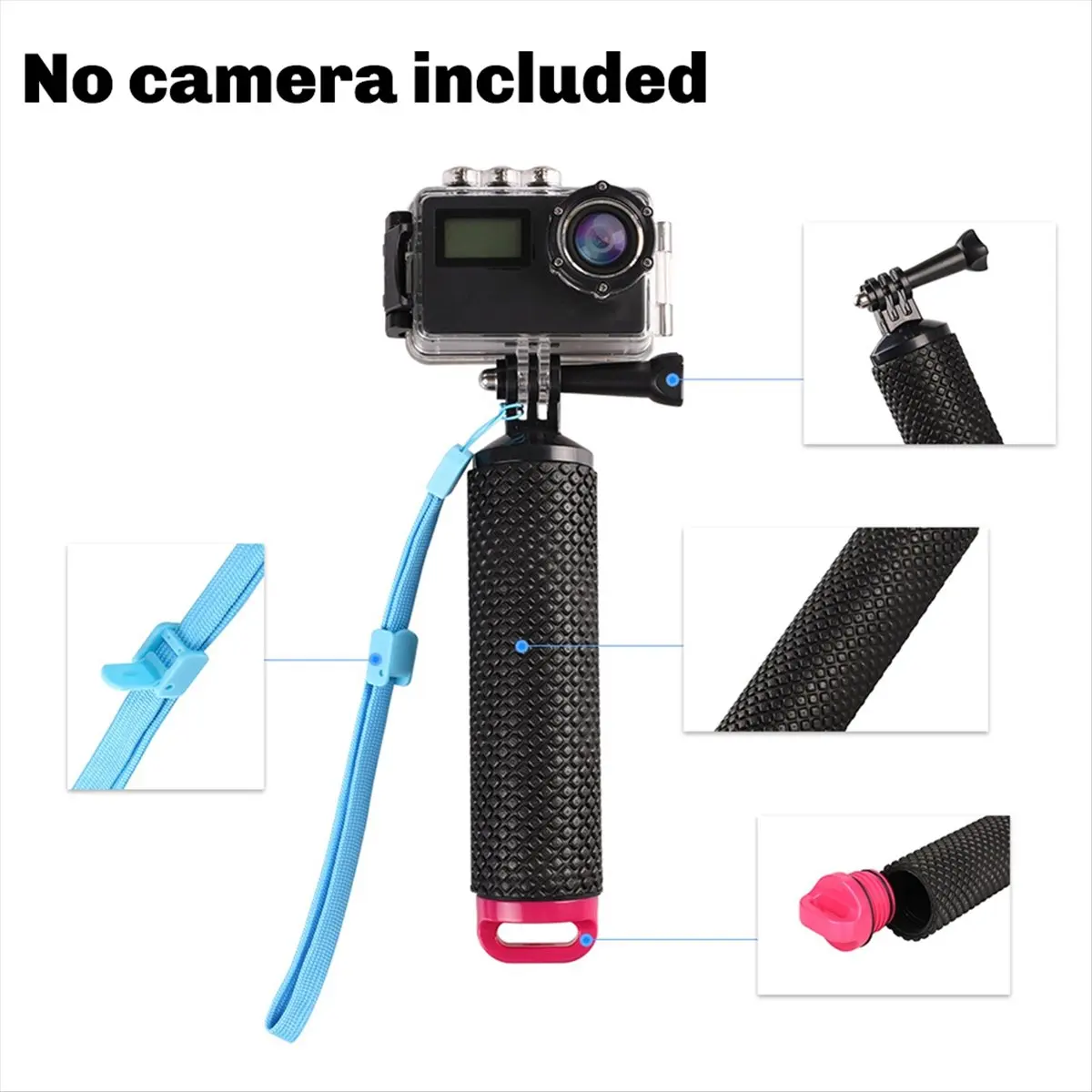 【~ New N07R】For Floating Hand Grip Waterproof Handle Selfie Stick for 13 12 11 10 9 8 X5X4 Action 4 A