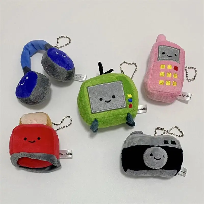 Creative Home Appliance Series Plush Keychain For Bag Pendant Mini TV set Camera Cellphone Keyrings Stuffed Doll Gifts Wholesale