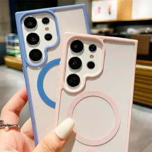 Manyetik magsafe çerçeveli mat kapak, samsung galaxy s24 s23 s22, ultra plus ve kablosuz şarj için, şok emici akrilikli cep telefonu kapağı güç bankasının en büyük satışlarından 12'si, samsung №2'nin indüksiyonu