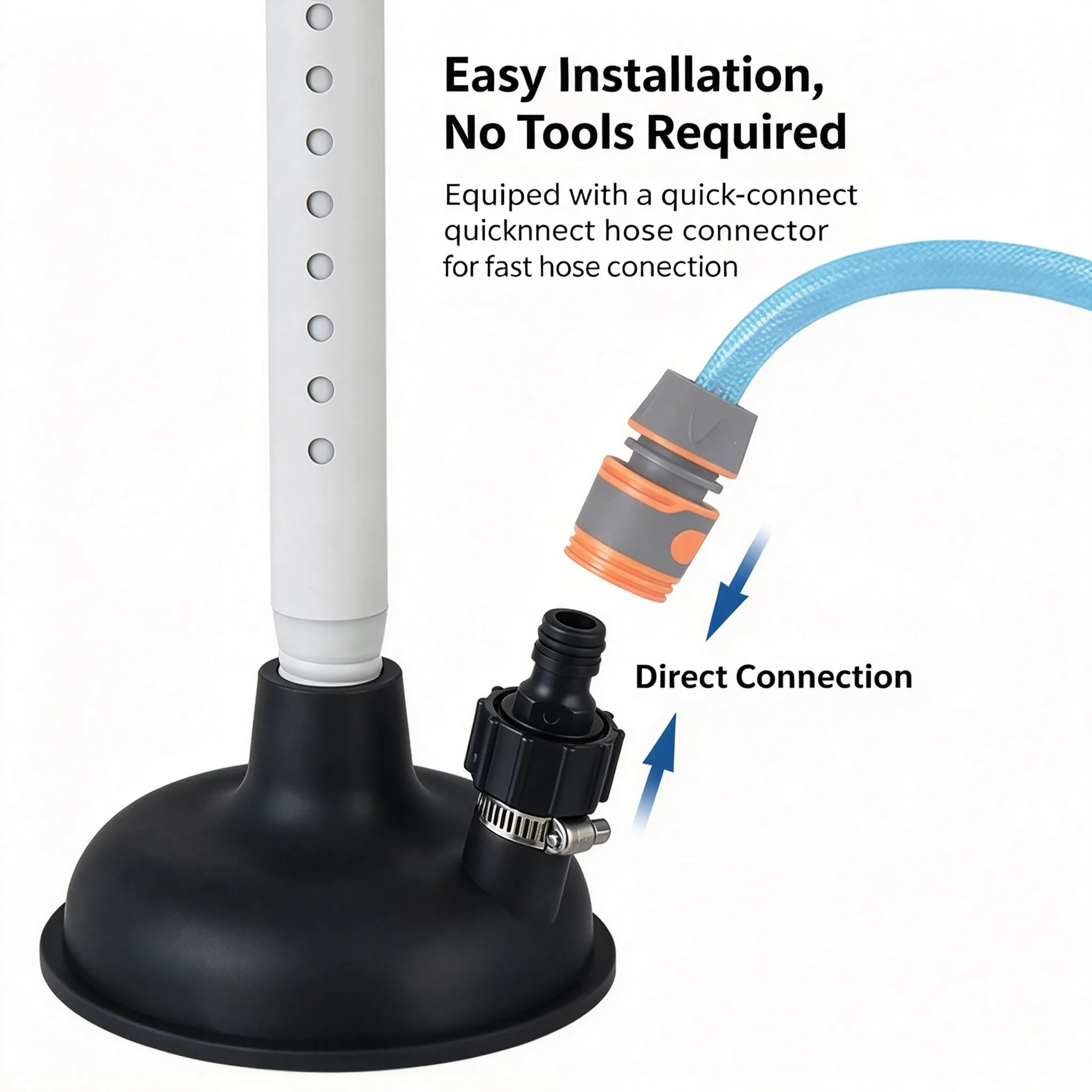 Marine For outboard Flusher Featuring 50-78cm Adjustable Metal Shaft Quick Connect 16mm Fitting and 5.5in Rubber Cup