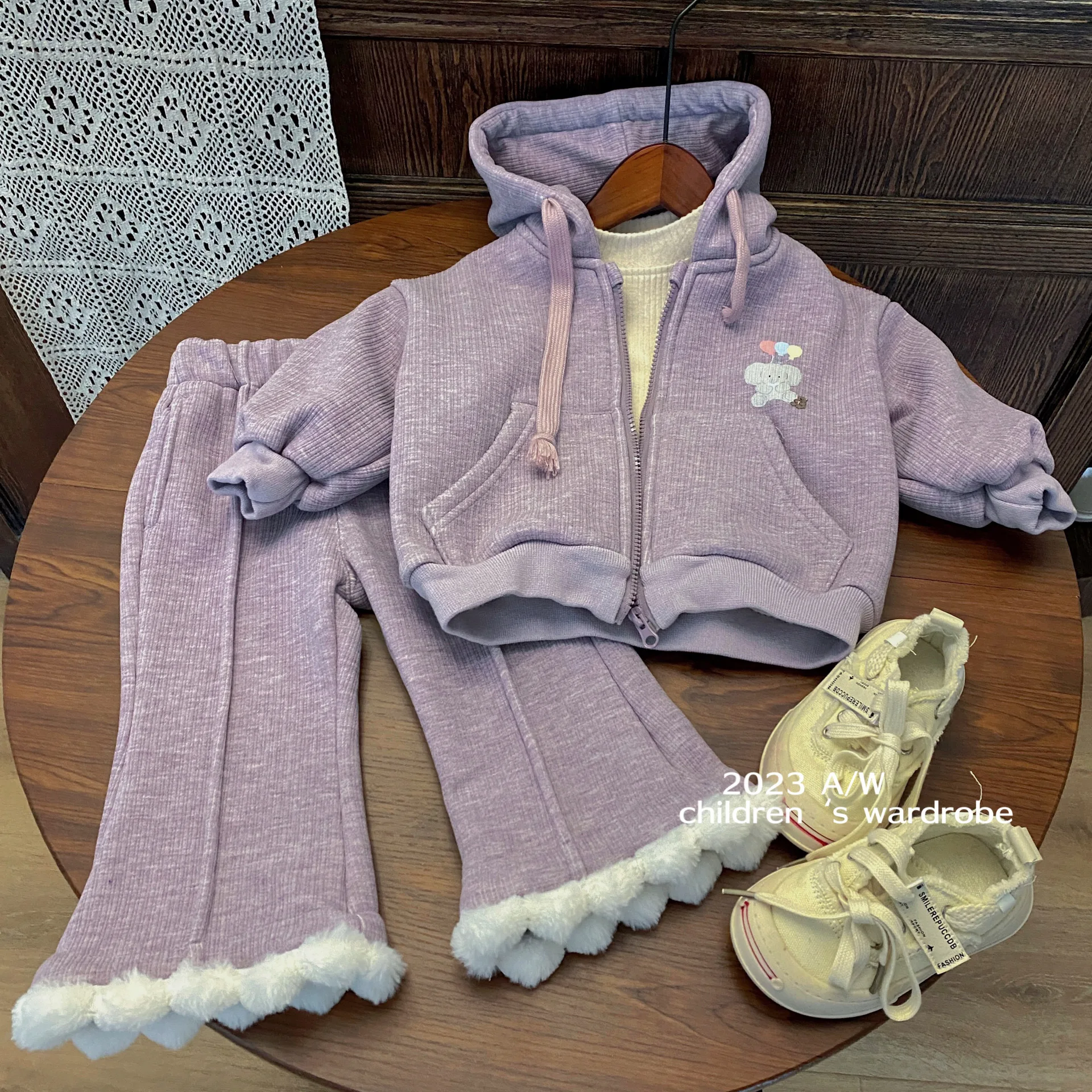 Children's Clothing Sets Zipper Hoodie Jacket + Bell-bottoms 2pcs Toddler Girl Clothes Baby Girl Outfit Set for 1 To 7 Years