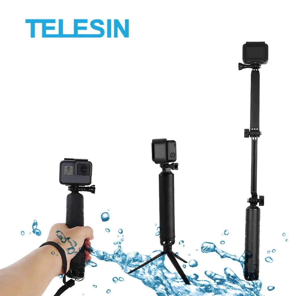 

TELESIN 3 ways Flotation Rod Selfie Stick with Tripod Hand Grip Pole for Smartphone Action Camera handheld Accessories