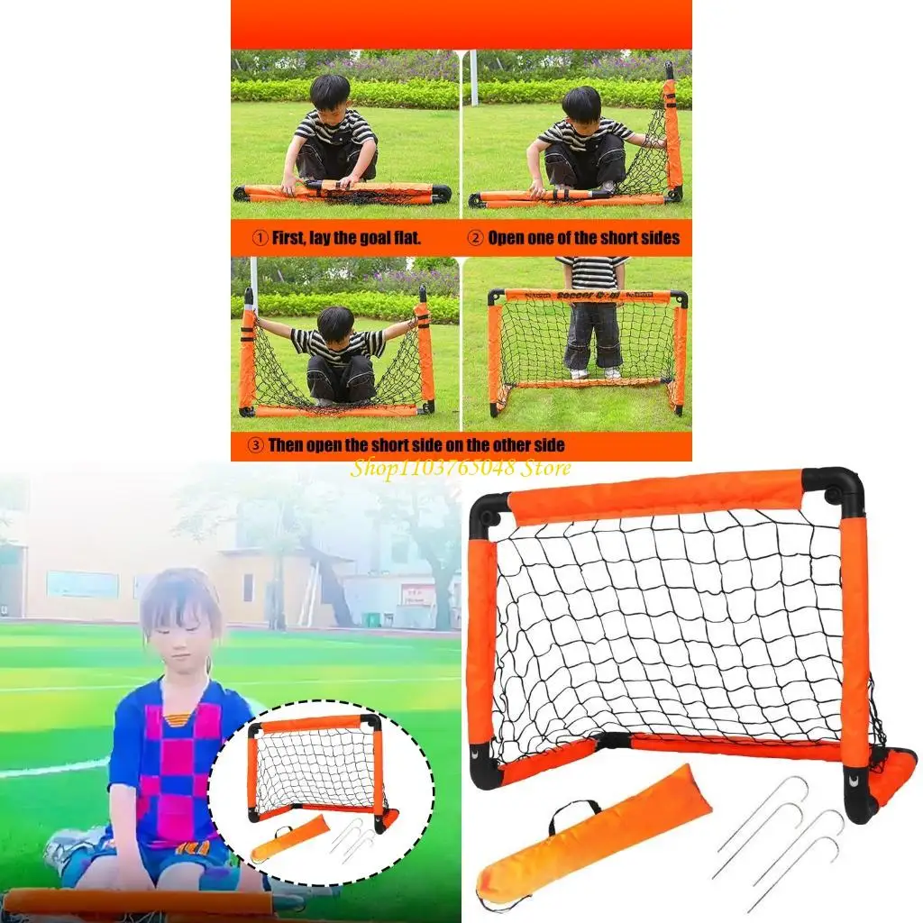 R53E Tujuan Lipat Tujuan Sepak Bola Portabel Mudah Memasang Kids Soccer Net untuk Latihan dan Pelatihan Dalam Ruangan atau Luar