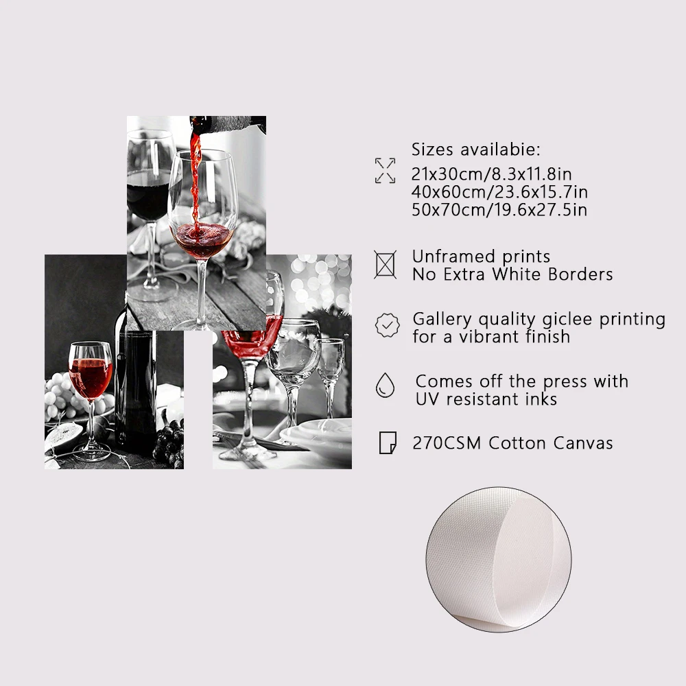 فرملس المطبخ المشارك النبيذ الأحمر وزجاجة صورة أسود أبيض شرب الرسم على لوحات القماش الجدارية غرفة الطعام ديكور المطعم #5