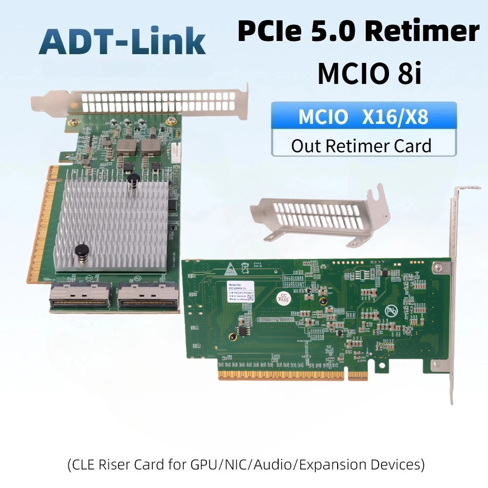 2U PCIe Gen5.0 Retimer Card MCIO X16/X8/Graphics Card/SSD PCIe 5.0 External Retimer MCIO 8i X8 Card GPU Hard Disk Expansion Card