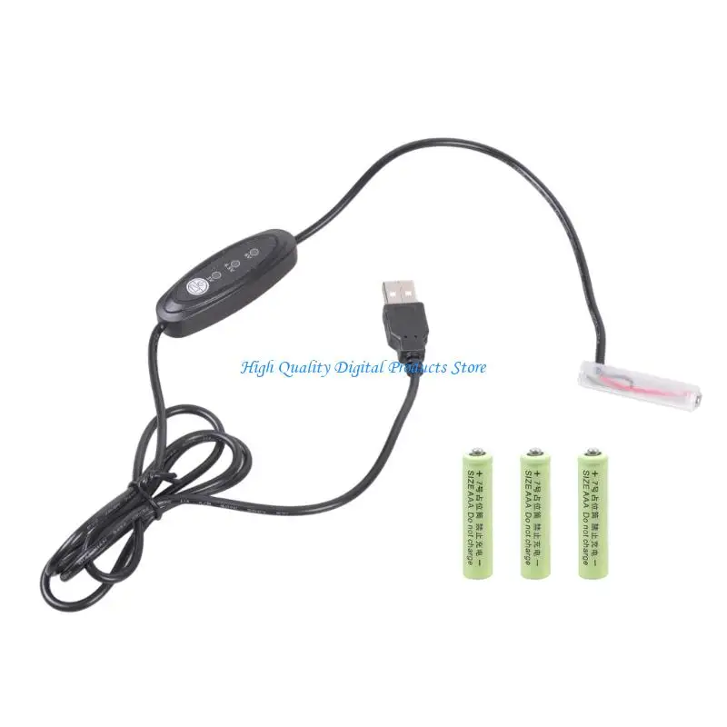 

U2JE USB 5V 2A to 3V 4.5V 6V 3A Fake Battery Elimination Cable Power Adapter Cord Replace for 2-4pcs 1.5V 3A LR03 Batteries