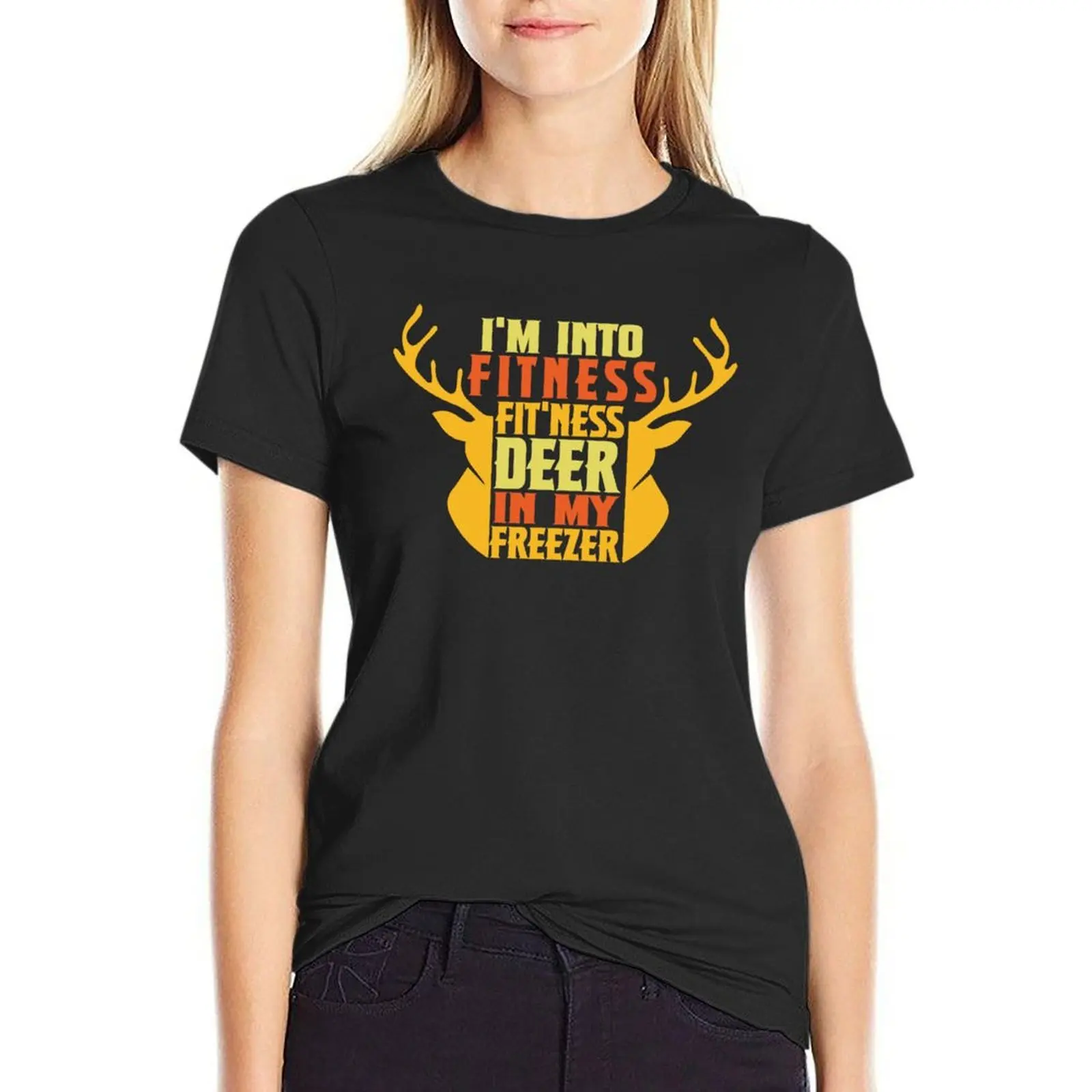 

Funny Hunter Dad I'm Into Fitness Deer Freezer Hunting T-Shirt plus sizes aesthetic clothes white t-shirts for Women