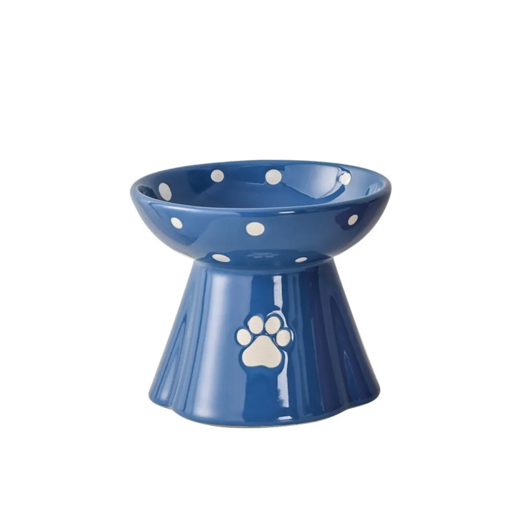 

Ceramic Cat Bowl Anti Tipping Cute Pet High Foot Bowl Non-slip Large Capacity Dog Food Feeding Basin Kitten Puppy