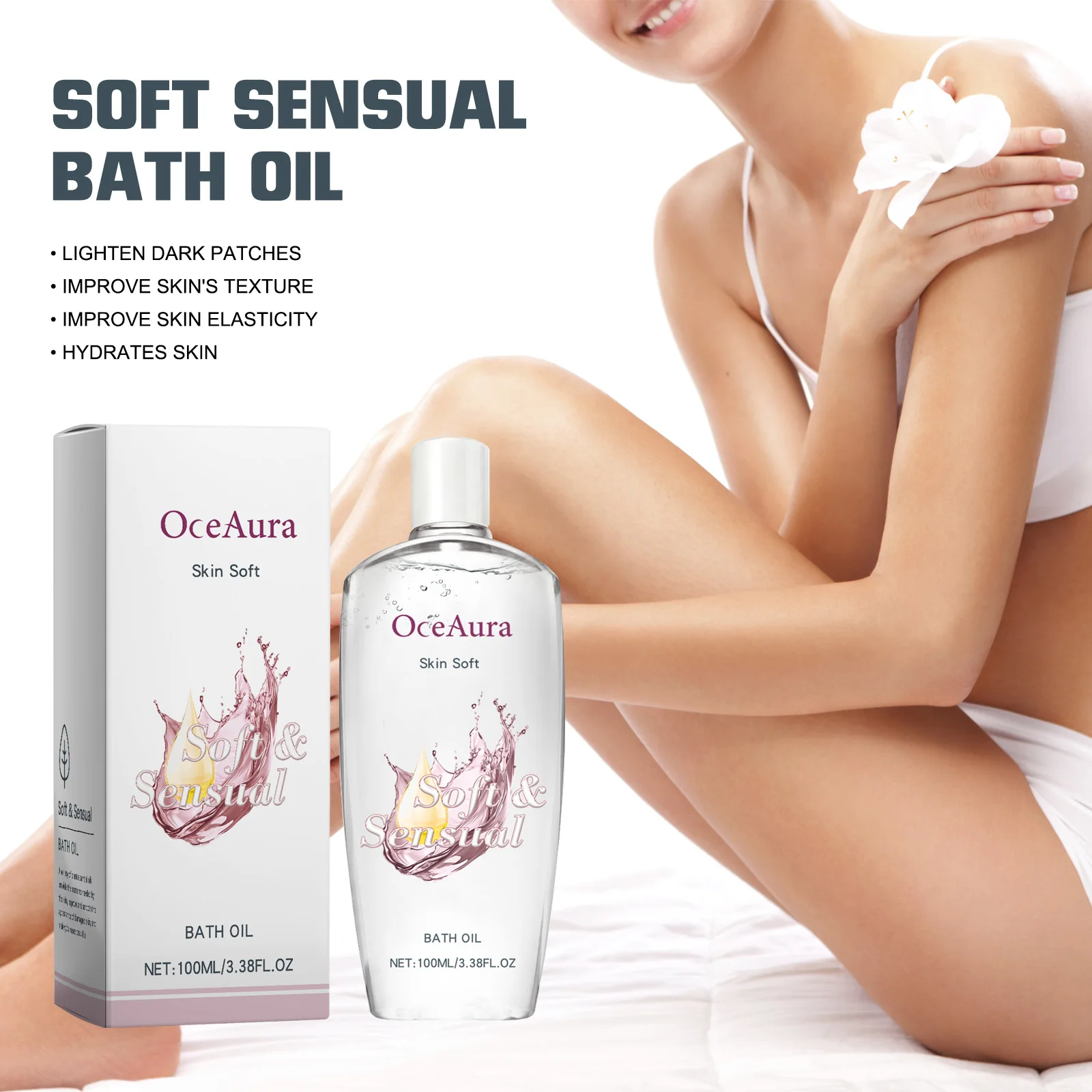 

OceAura Мягкое чувственное масло для ванны, увлажняющее кожу, осветляющее кожу, масло для глубокого лечения, 3 шт.