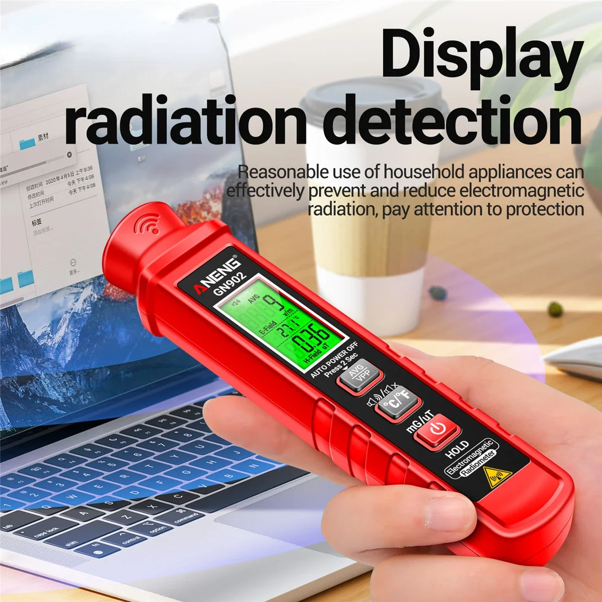 GN902 Electromagnetic Radiation Detector Portable LCD X Ray Testing Radioactivity Meter Temperature Tester Dosimeter Tools