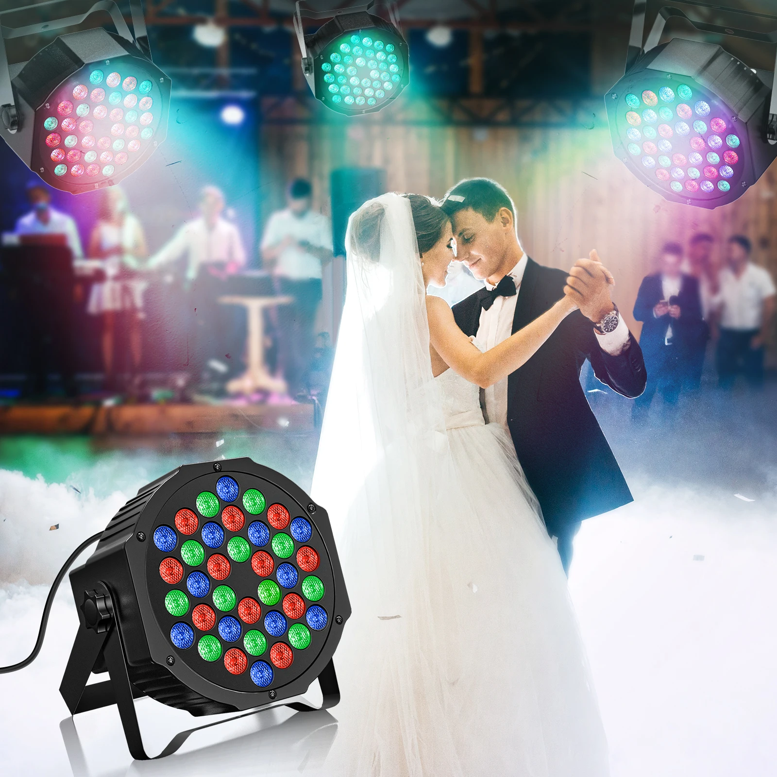 4PCS/SET RGB 36LED Par Light 7CH DMX Sound Control Stage Effect Lighting Projector for DJ Disco Party Bar Club Wedding Birthday