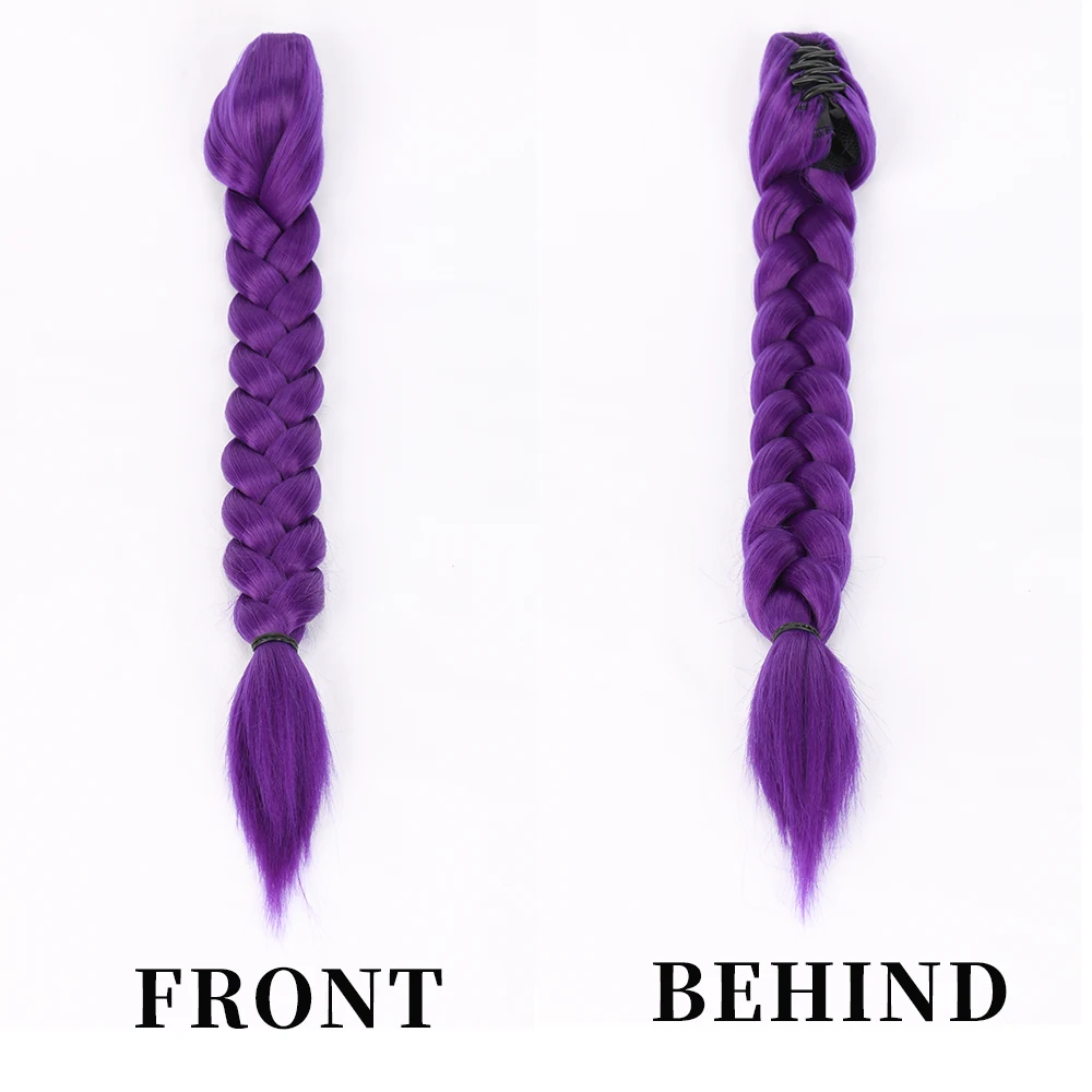 18INCH Synthetic Purple Braid for Women Rumi Ponytail Synthetic Ponytail Costume Hairstyle Halloween Christmas