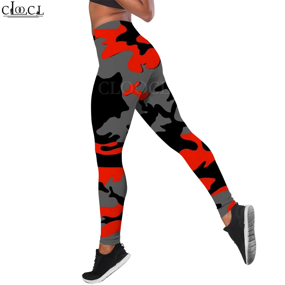 CLOOCL Leggings Seamless Well-fitting Trousers Polyester Spandex Gym Graffiti Camouflage Pattern Print Leggings Yoga Pants