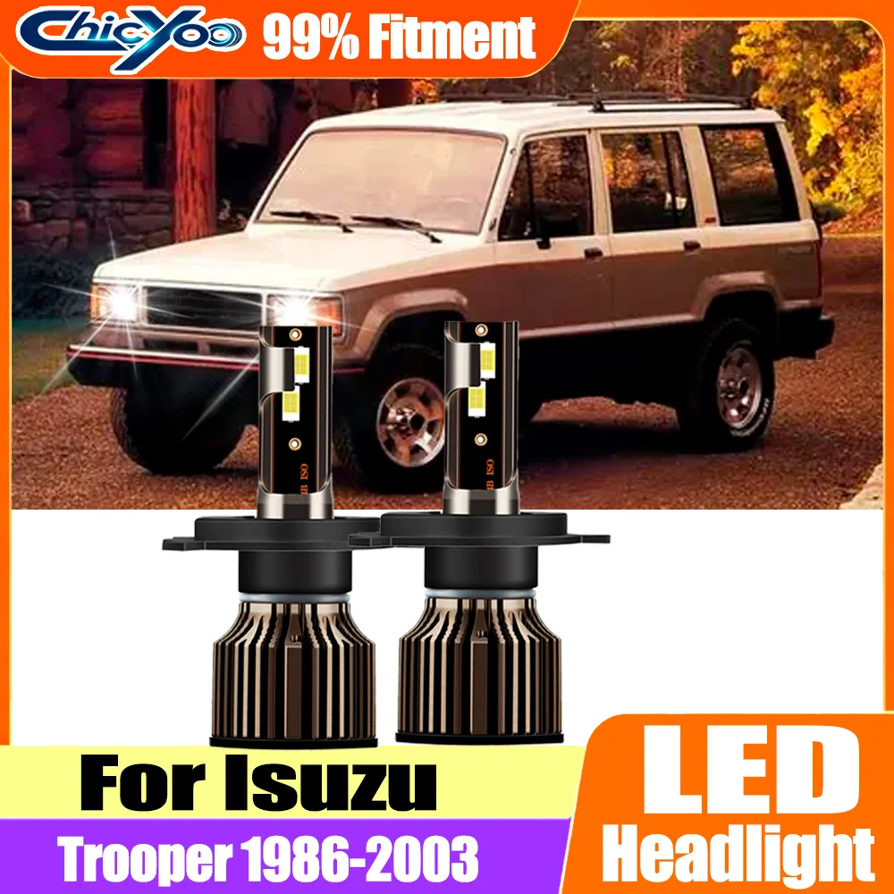 2PCS 3570 CSP Chips H4 LED Headlights 20000LM Headlamps 6500K White Plug and Play Car Headlamps 12V For Isuzu Trooper 1986-2003
