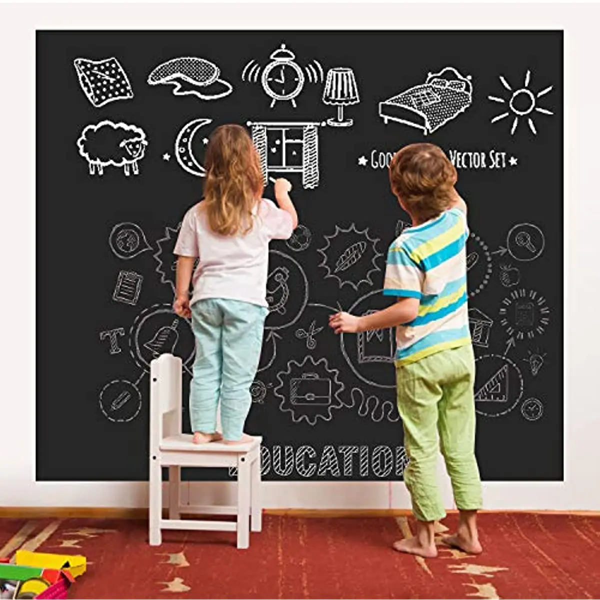 Blackboard Wall Stickers Blackboard Wallpaper Contact Paper Roll Self-adhesive DIY Reusable Erasable Blackboard (Customizable)