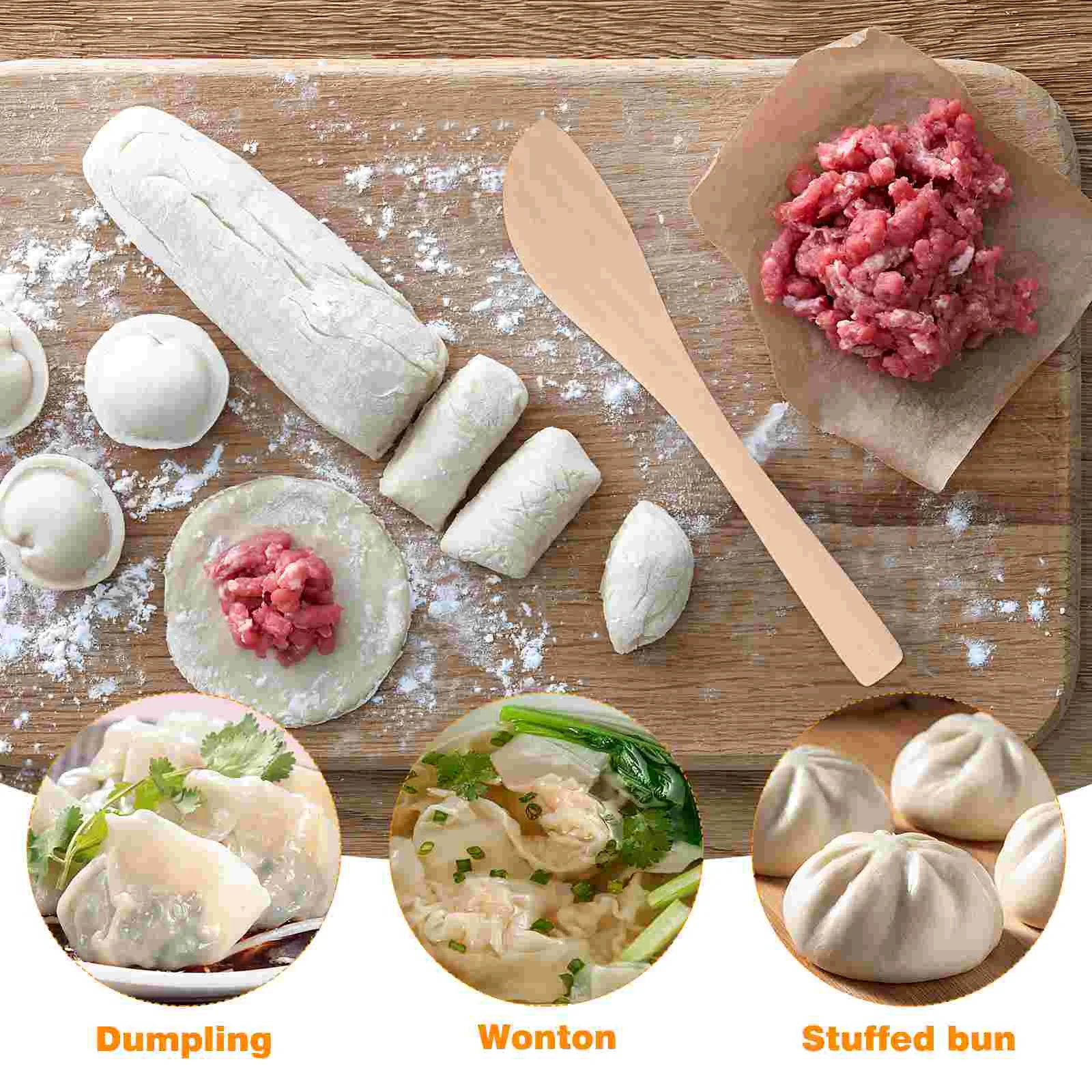 20 Pcs Butter Cream Cheese Dumpling Stuffing Wonton Spoon Wooden Spreader