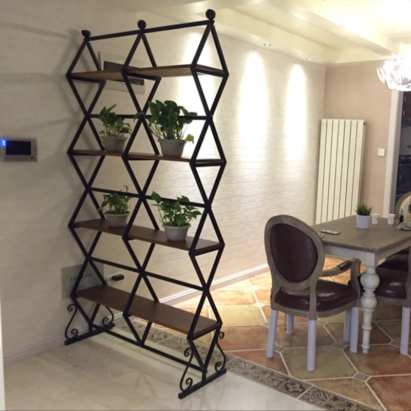 

Simple Solid Wood Wrought Iron Screen Partition Nordic Small Apartment Living Room European Modern Hollow Entrance Decorative