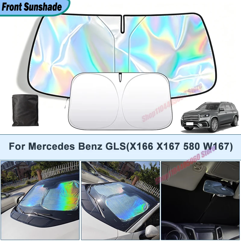 For Benz GLS X166 X167 580 W167 UV Reflective Sun Protection Cover Car Interior Accessories Foldable Front Windshield Sun Shade