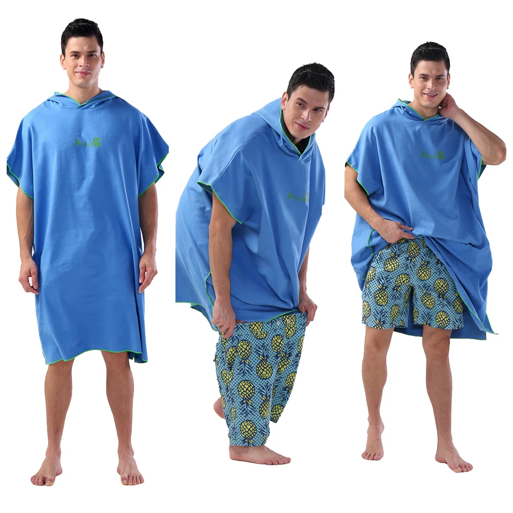 Microfiber Swim Cover-ups for Grown-up Hooded Bath Beach Poncho Towels Surf Poncho Quick Dry Changing Bathrobe Towels