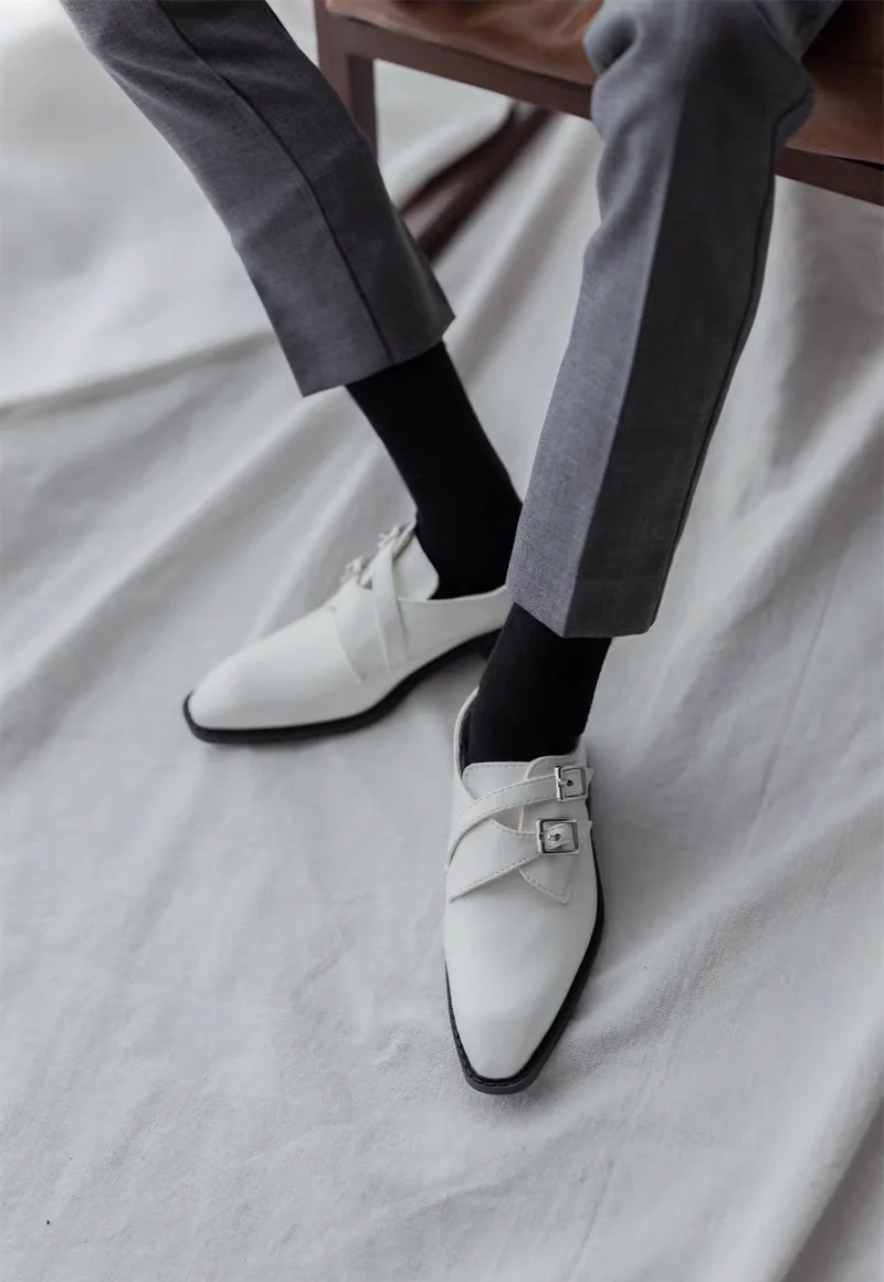 

BJD soll shoes are suitable for Uncle 75 leather shoes with lace up buckle two tone leather shoes white and brown two tone men