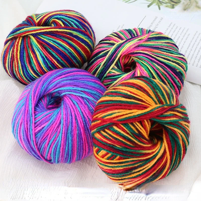 

4-Strand Fancy Yarn for Hand Woven Shoes, Acrylic Hook Shoe, Wool Ball, Doll Cushion, 50g, 90m