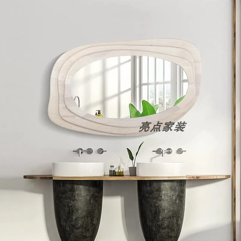 French art modeling mirror wall-mounted irregular fireplace decorative mirror light luxury special-shaped makeup mirror